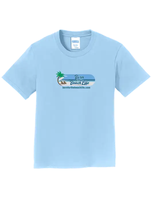 Youth Ring Spun Light Blue 4.5 oz T-Shirt w/Beach Life Logo