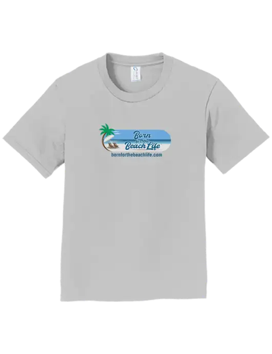 Youth Ring Spun Silver 4.5 oz T-Shirt w/Beach Life Logo