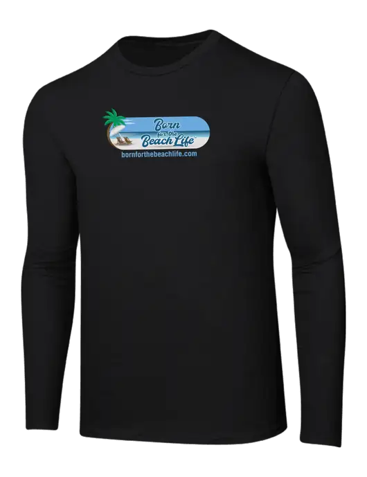 Ring Spun Jet Black 4.5 oz Long Sleeve T-Shirt w/Beach Life Logo