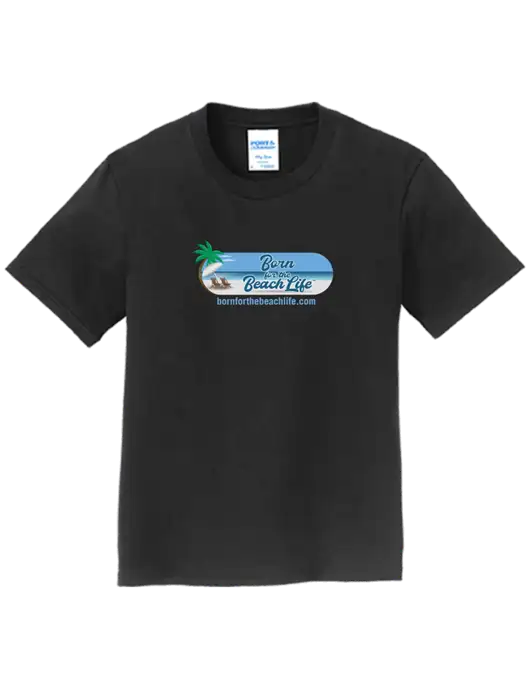 Youth Ring Spun Jet Black 4.5 oz T-Shirt w/Beach Life Logo