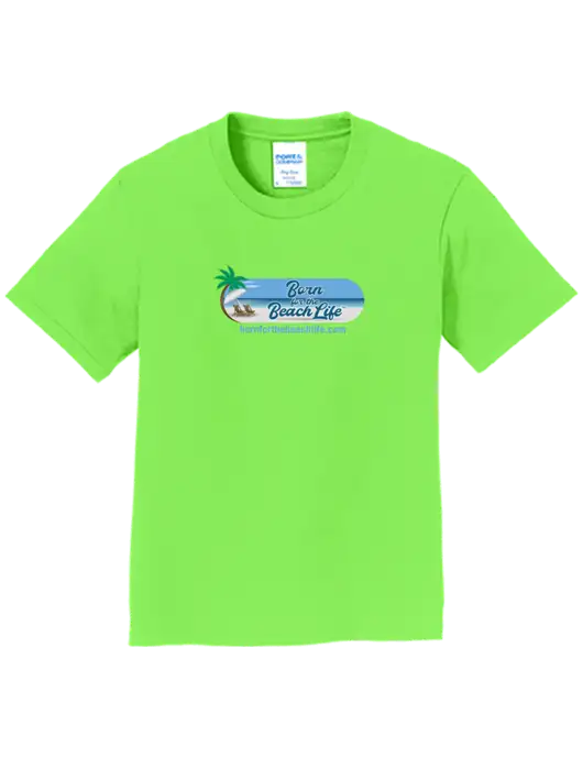 Youth Ring Spun Flash Green 4.5 oz T-Shirt w/Beach Life Logo