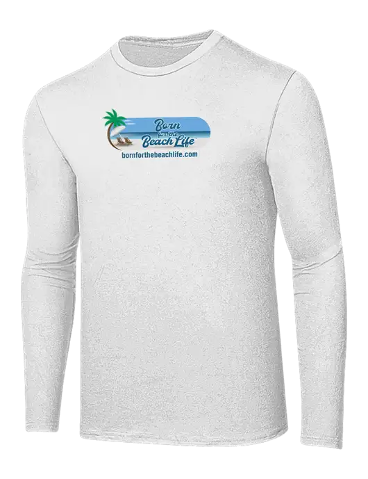 Ring Spun White 4.5 oz Long Sleeve T-Shirt w/Beach Life Logo