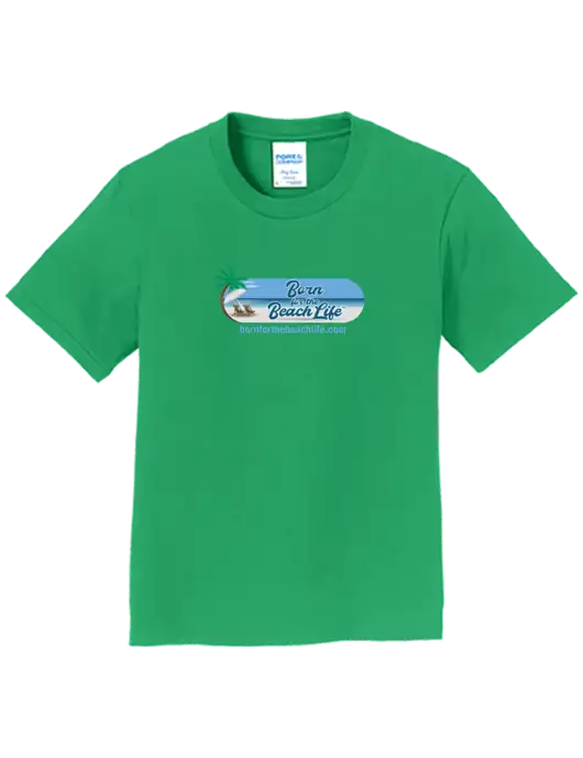 Youth Ring Spun Kelly Green 4.5 oz T-Shirt w/Beach Life Logo