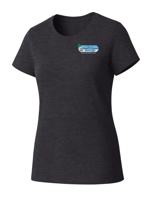 Womens Seriously Soft Heathered Charcoal T-Shirt w/Beach Life Logo