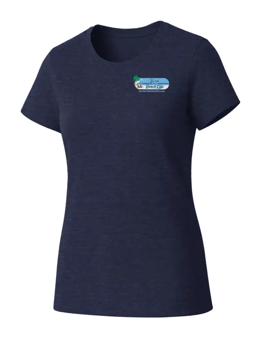 Womens Seriously Soft Heathered Navy T-Shirt w/Beach Life Logo
