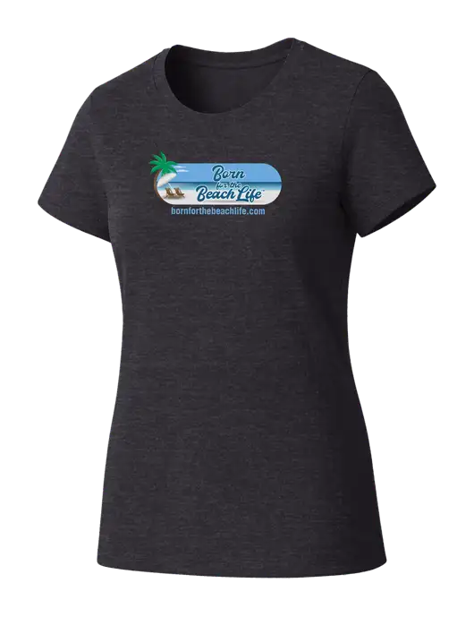 Womens Seriously Soft Heathered Charcoal T-Shirt w/Beach Life Logo