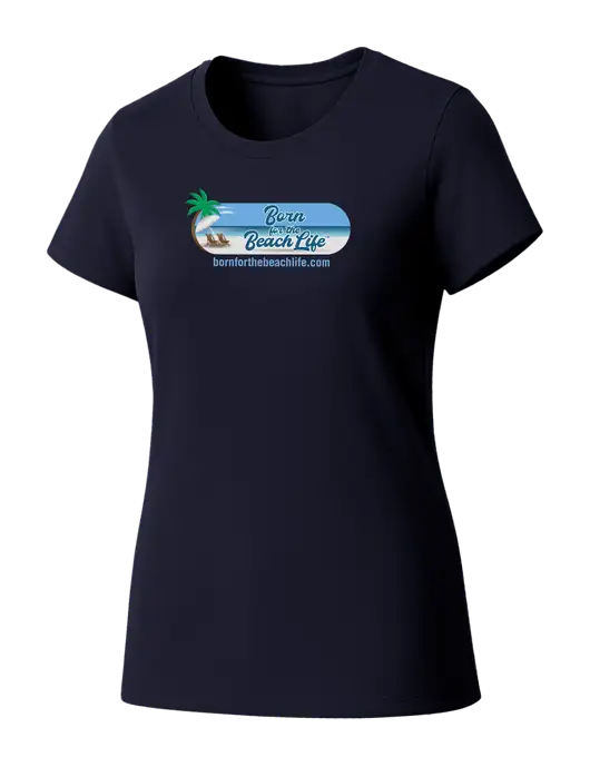 Womens Seriously Soft New Navy T-Shirt w/Beach Life Logo