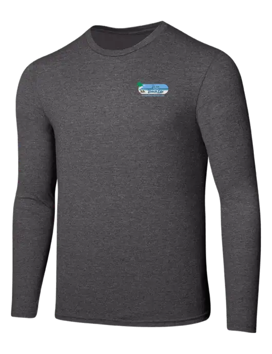 Seriously Soft Heathered Charcoal Long Sleeve T-Shirt w/Beach Life Logo