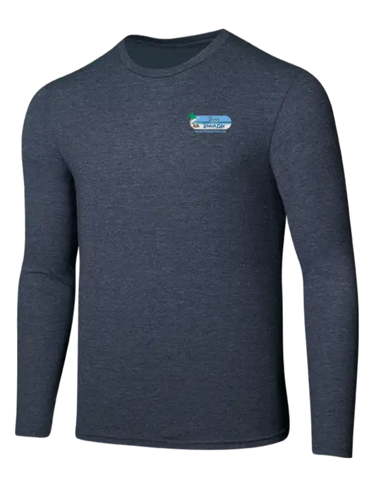 Seriously Soft Heathered Navy Long Sleeve T-Shirt w/Beach Life Logo