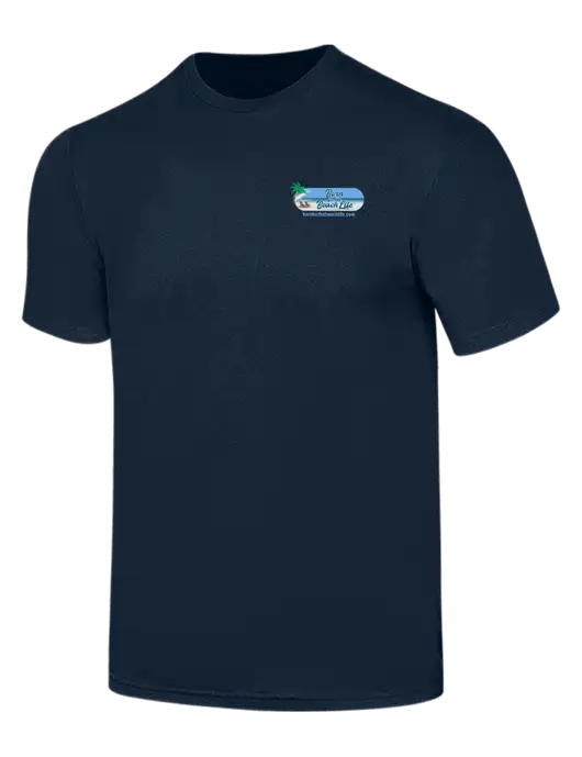 Simply Soft Navy 4.5oz  Poly/Combed Ring Spun Cotton T-Shirt w/Beach Life Logo