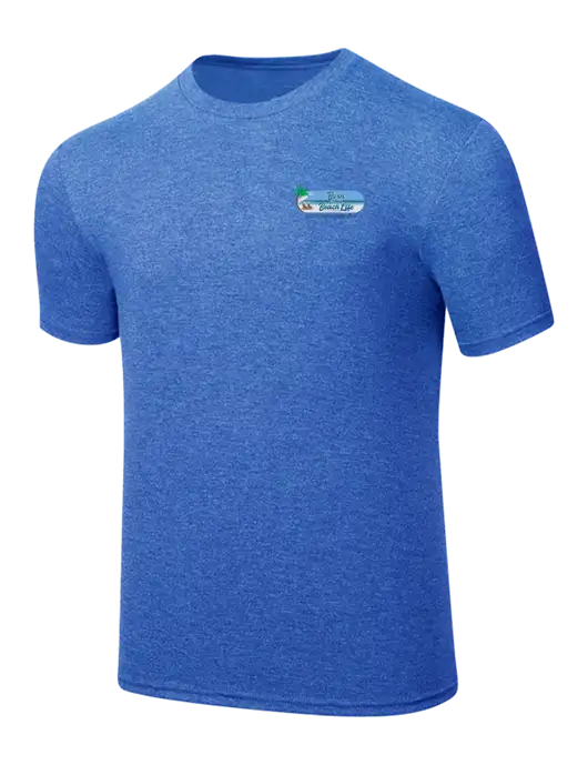 Simply Soft Royal Frost 4.5oz  Poly/Combed Ring Spun Cotton T-Shirt w/Beach Life Logo