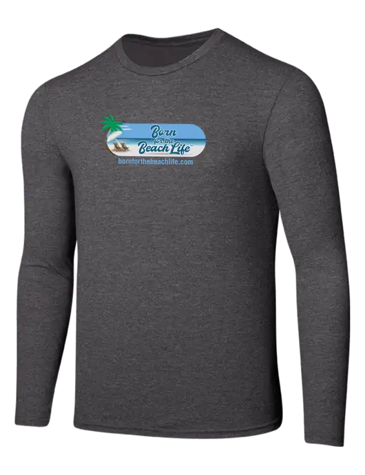 Seriously Soft Heathered Charcoal Long Sleeve T-Shirt w/Beach Life Logo