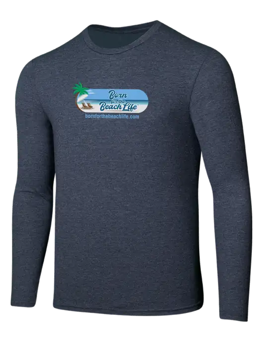 Seriously Soft Heathered Navy Long Sleeve T-Shirt w/Beach Life Logo
