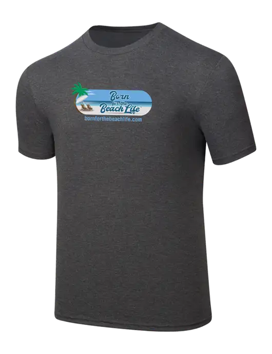 Simply Soft Heathered Charcoal 4.5oz  Poly/Combed Ring Spun Cotton T-Shirt w/Beach Life Logo