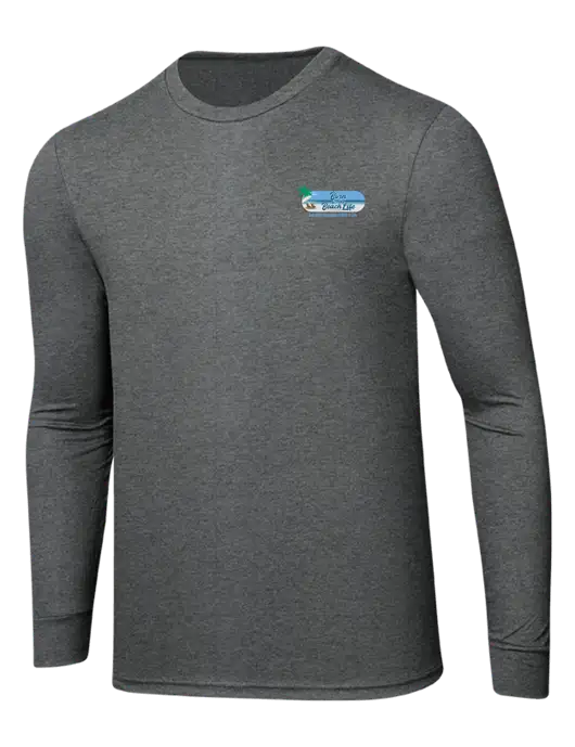 Simply Soft Long Sleeve Medium Grey Frost 4.5 oz, Poly/Combed Ring Spun Cotton T-Shirt w/Beach Life Logo