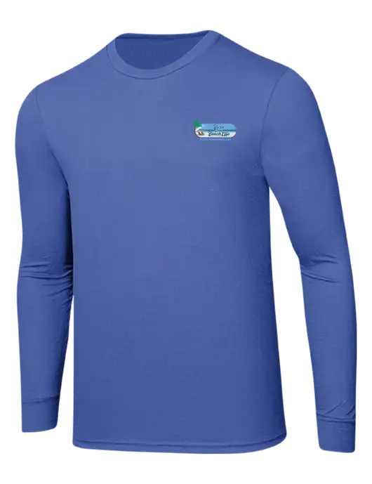 Simply Soft Long Sleeve Royal Frost 4.5 oz, Poly/Combed Ring Spun Cotton T-Shirt w/Beach Life Logo