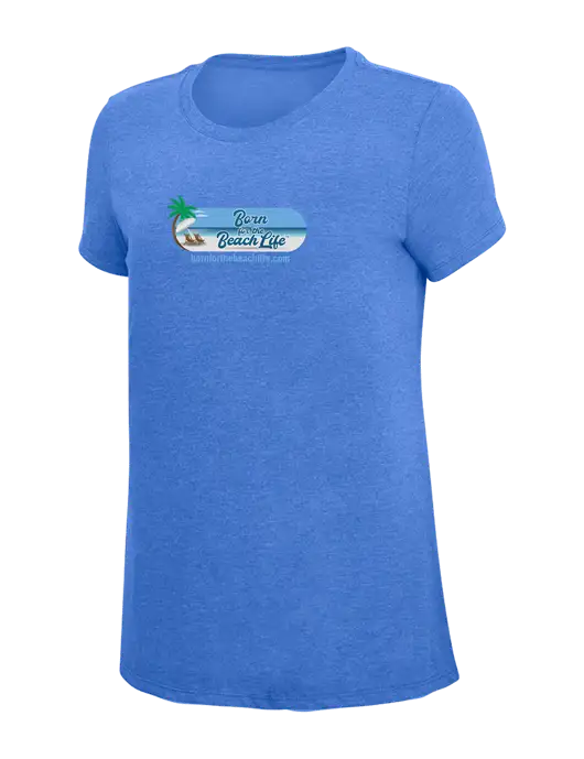 Womens Simply Soft Royal Frost 4.5oz  Poly/Combed Ring Spun Cotton T-Shirt w/Beach Life Logo