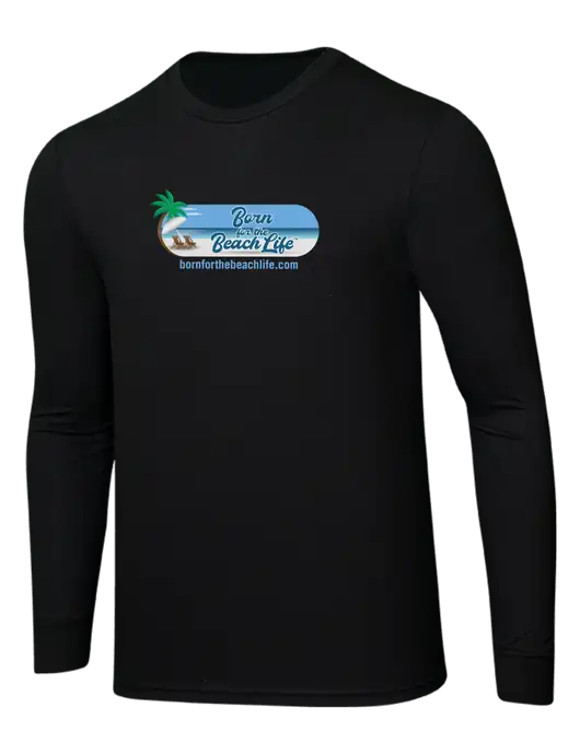 Simply Soft Long Sleeve Black 4.5 oz, Poly/Combed Ring Spun Cotton T-Shirt w/Beach Life Logo