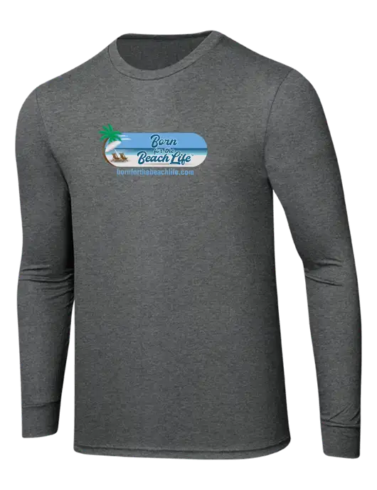 Simply Soft Long Sleeve Medium Grey Frost 4.5 oz, Poly/Combed Ring Spun Cotton T-Shirt w/Beach Life Logo