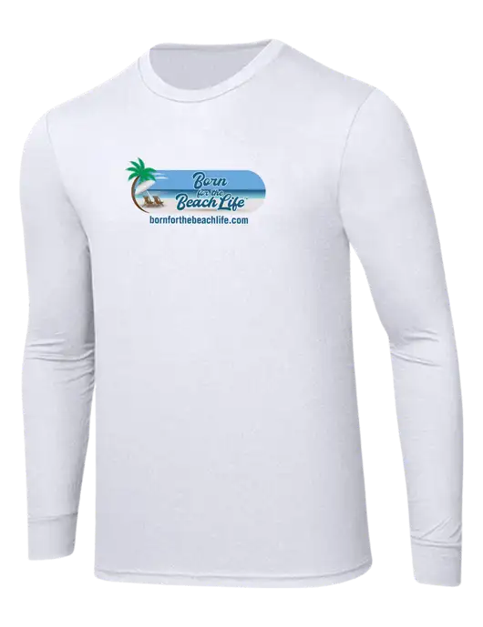 Simply Soft Long Sleeve White 4.5 oz, Poly/Combed Ring Spun Cotton T-Shirt w/Beach Life Logo