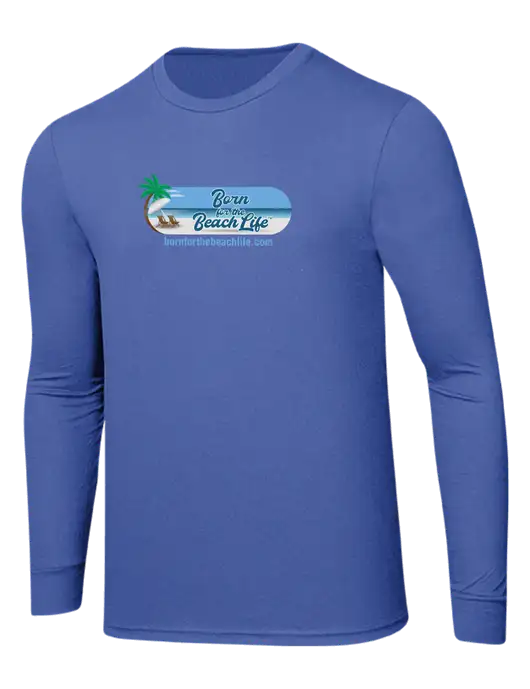 Simply Soft Long Sleeve Royal Frost 4.5 oz, Poly/Combed Ring Spun Cotton T-Shirt w/Beach Life Logo
