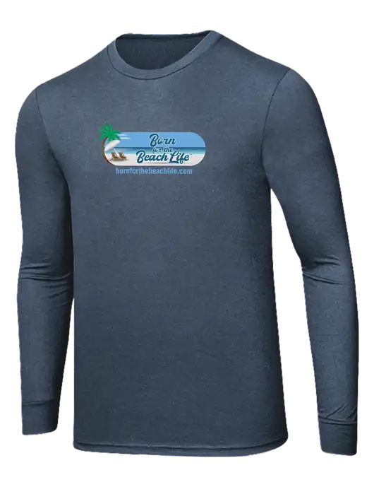 Simply Soft Long Sleeve Navy Frost 4.5 oz, Poly/Combed Ring Spun Cotton T-Shirt w/Beach Life Logo