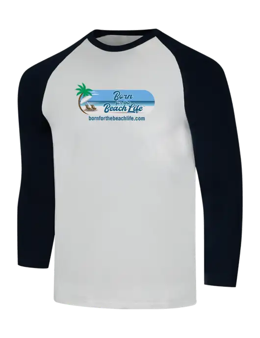 Simply Soft 3/4 Sleeve Black/White Ring Spun Cotton T-Shirt w/Beach Life Logo