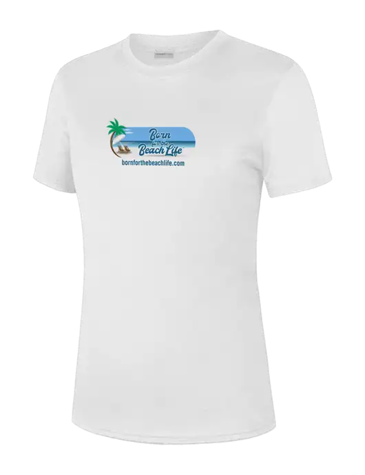  Womens White PosiCharge Competitor Tee w/Beach Life Logo
