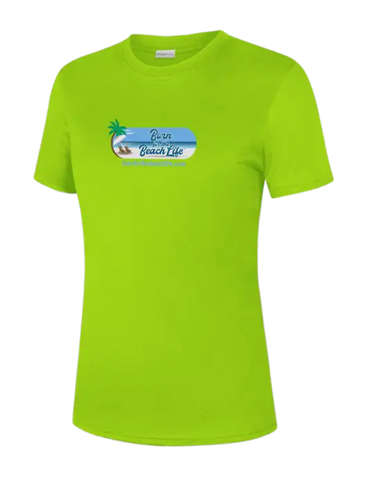 Womens Safety Green PosiCharge Competitor Tee w/Beach Life Logo