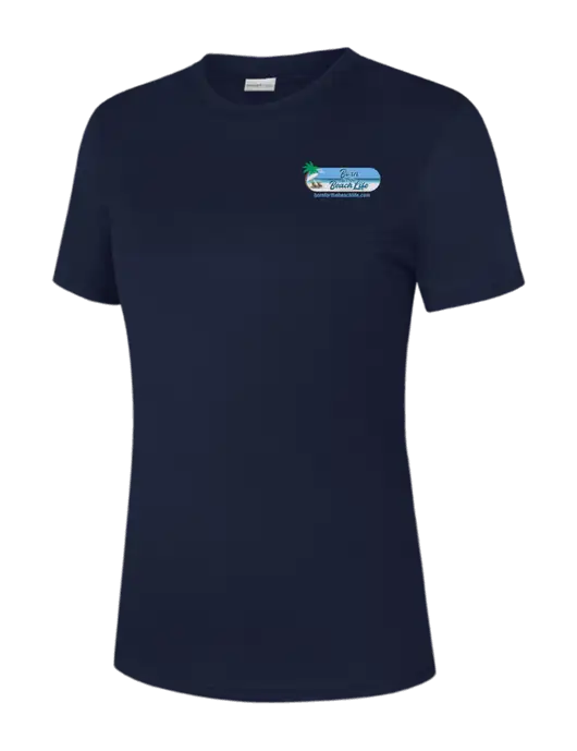 Womens Navy PosiCharge Competitor Tee w/Beach Life Logo
