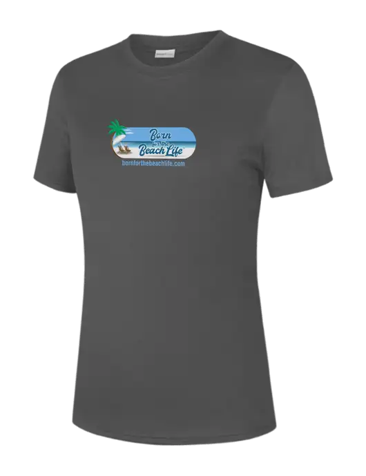  Womens Dark Grey PosiCharge Competitor Tee w/Beach Life Logo