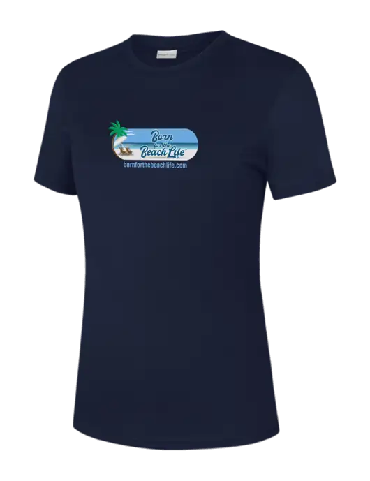 Womens Navy PosiCharge Competitor Tee w/Beach Life Logo