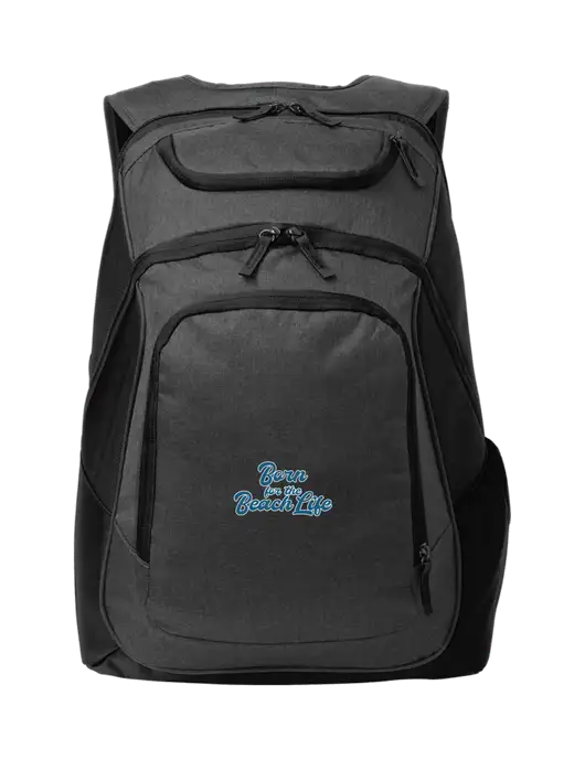 Executive Graphite Heather/Black Laptop Backpack w/Beach Life Text Logo
