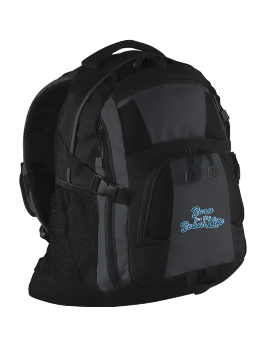 Urban Black/Grey/Black Laptop Backpack w/Beach Life Text Logo