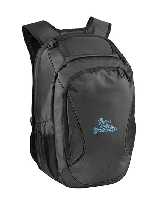 Stealth Dark Grey/Black Laptop Backpack w/Beach Life Text Logo
