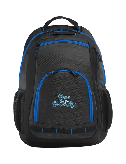 Xtreme Black/Dark Grey/Royal Blue Backpack w/Beach Life Text Logo