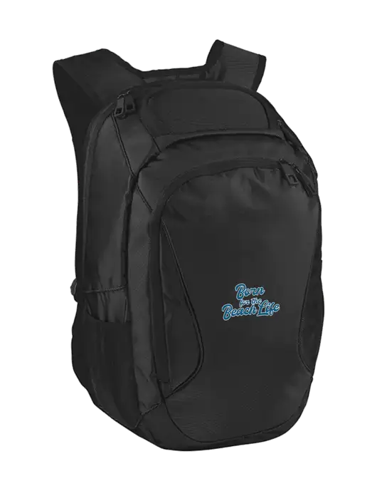 Stealth Black Laptop Backpack w/Beach Life Text Logo