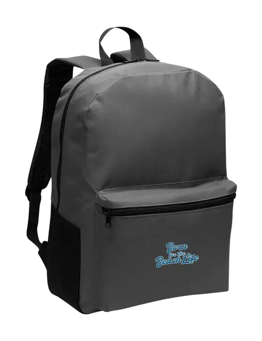 Casual Dark Charcoal Lightweight Laptop Backpack w/Beach Life Text Logo
