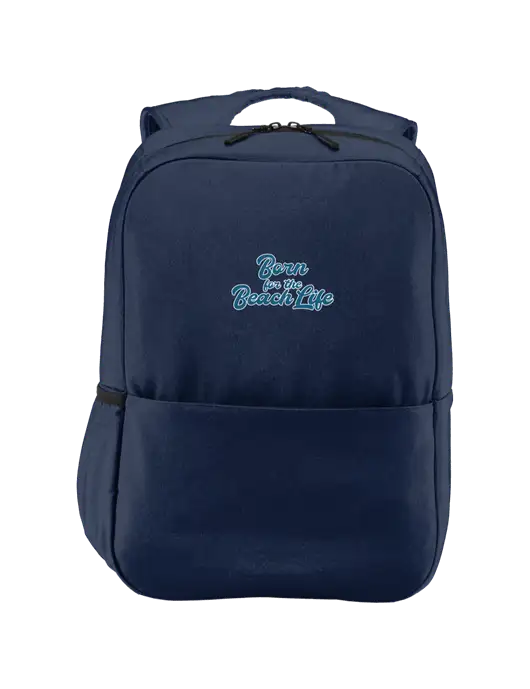 Access Square Laptop River Blue Navy Backpack w/Beach Life Text Logo