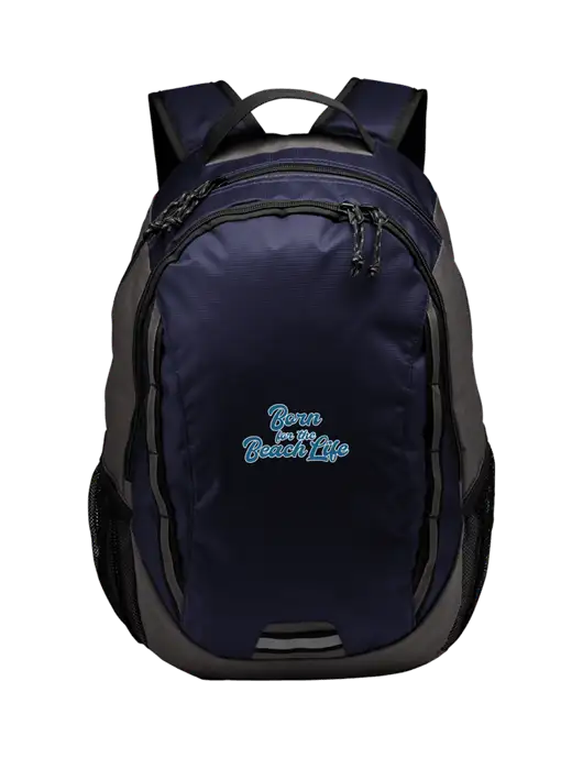 Ridge Deep Navy/Dark Charcoal Laptop Backpack w/Beach Life Text Logo