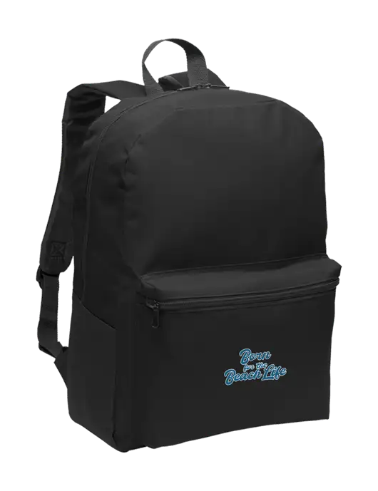 Casual Black Lightweight Laptop Backpack w/Beach Life Text Logo