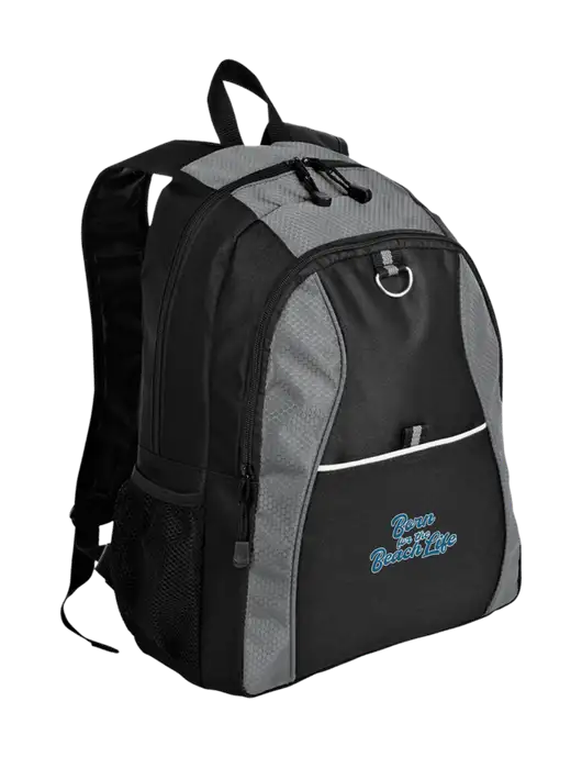 Honeycomb Grey/Black Backpack w/Beach Life Text Logo