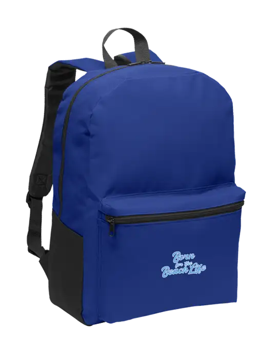 Casual Twilight Blue Lightweight Laptop Backpack w/Beach Life Text Logo