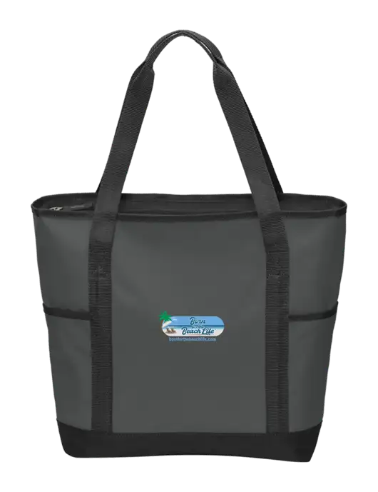 On the Go Charcoal/Black Tote  w/Beach Life Logo