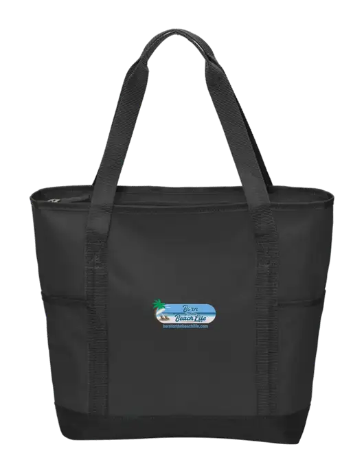 On the Go Black/Black Tote w/Beach Life Logo