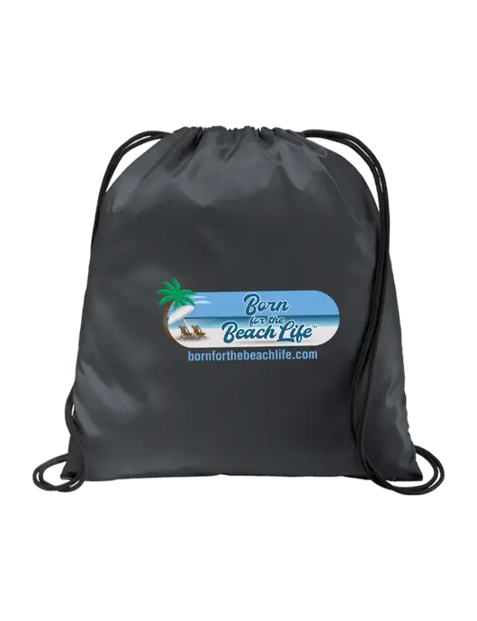 Drawstring  Graphite Grey Cinch Pack w/Beach Life Logo