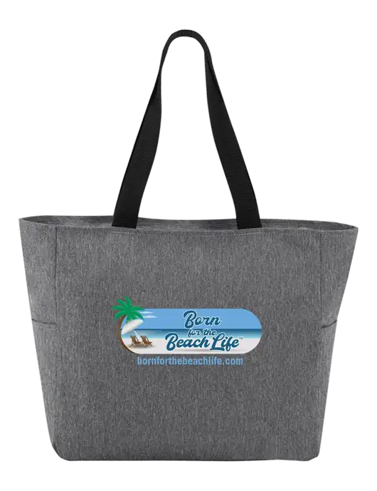 Everyday Heather Grey Zip Tote  w/Beach Life Logo
