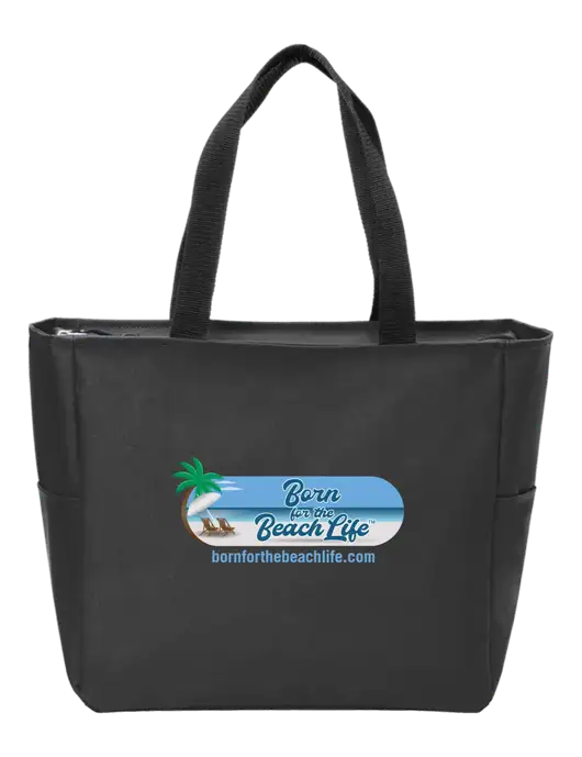 Everyday Black Zip Tote  w/Beach Life Logo