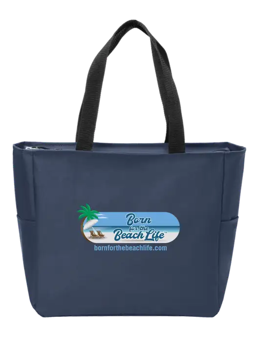 Everyday Navy Zip Tote  w/Beach Life Logo