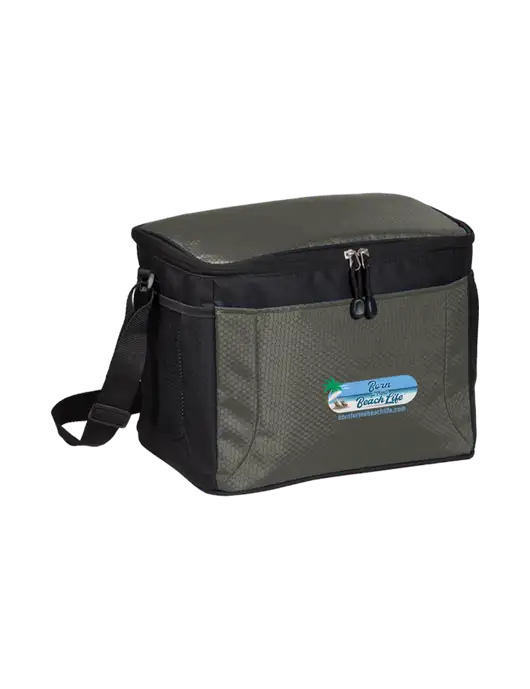 12 Can Grey/Black Cube Cooler w/Beach Life Logo